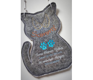 Stickdatei ITH - Türschild Katzenrahmen Trauer